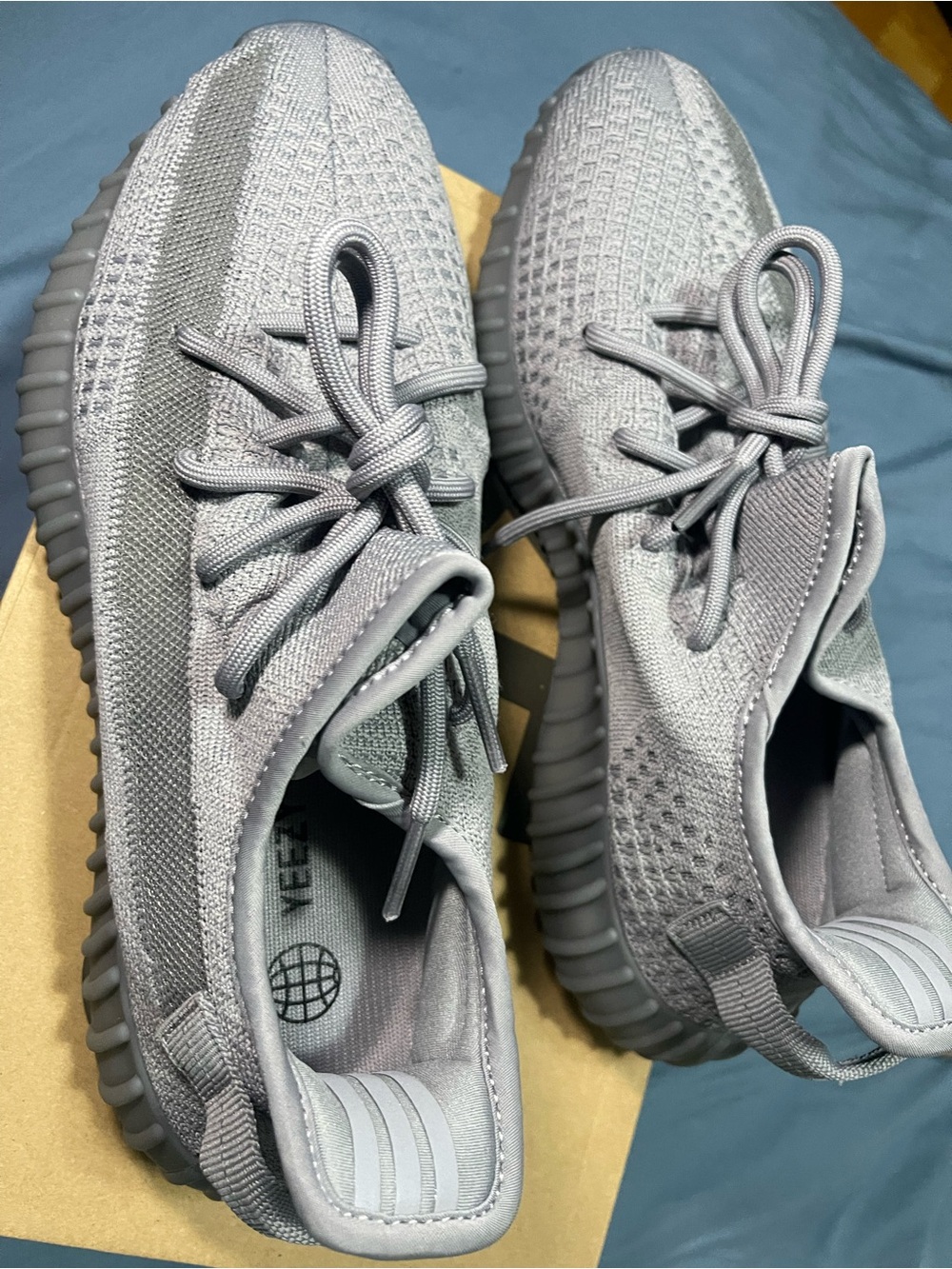 adidas Men's Light Grey Knit Athletic Sneakers